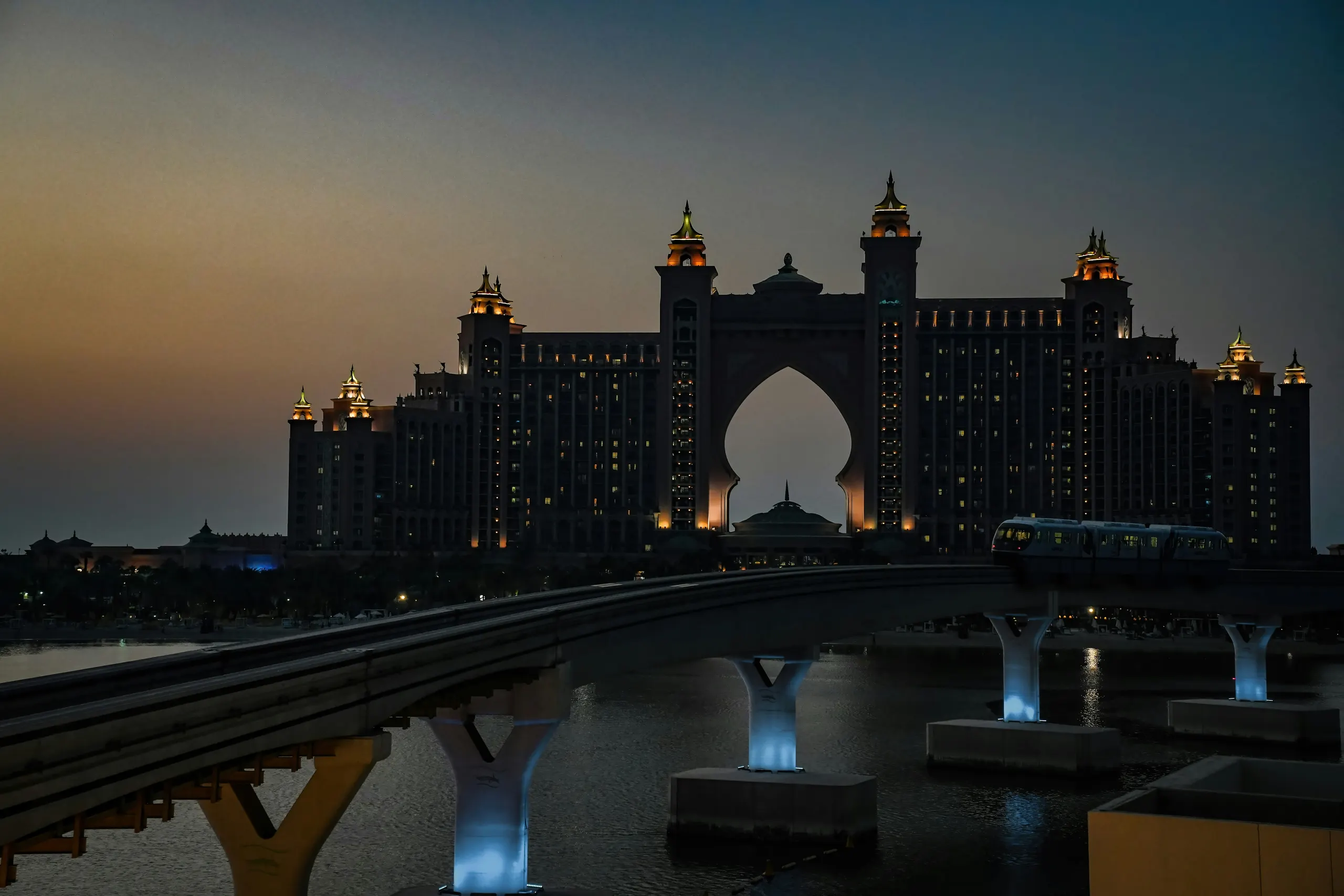 Skyline across the creek with a bridge
