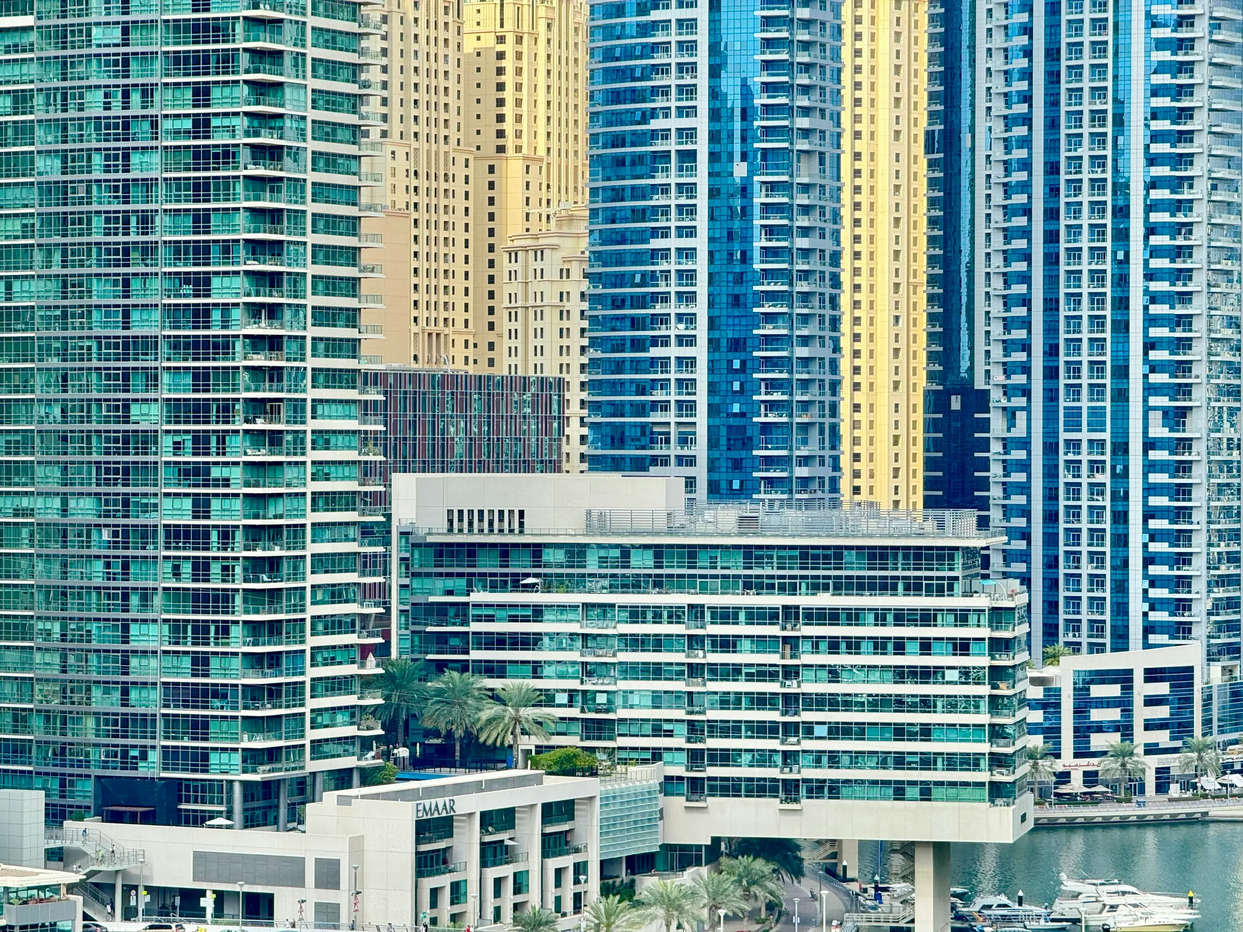 Towers next to the water