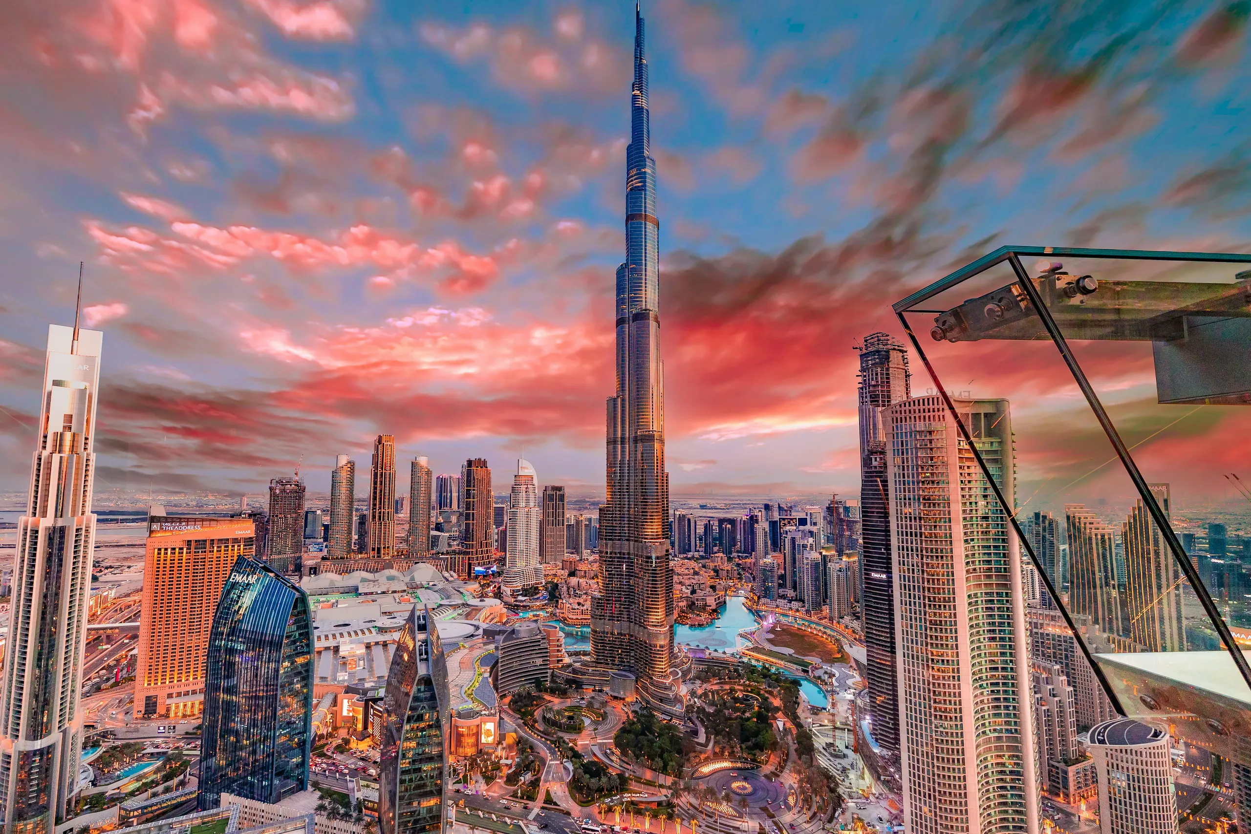 Downtown Dubai at sunset