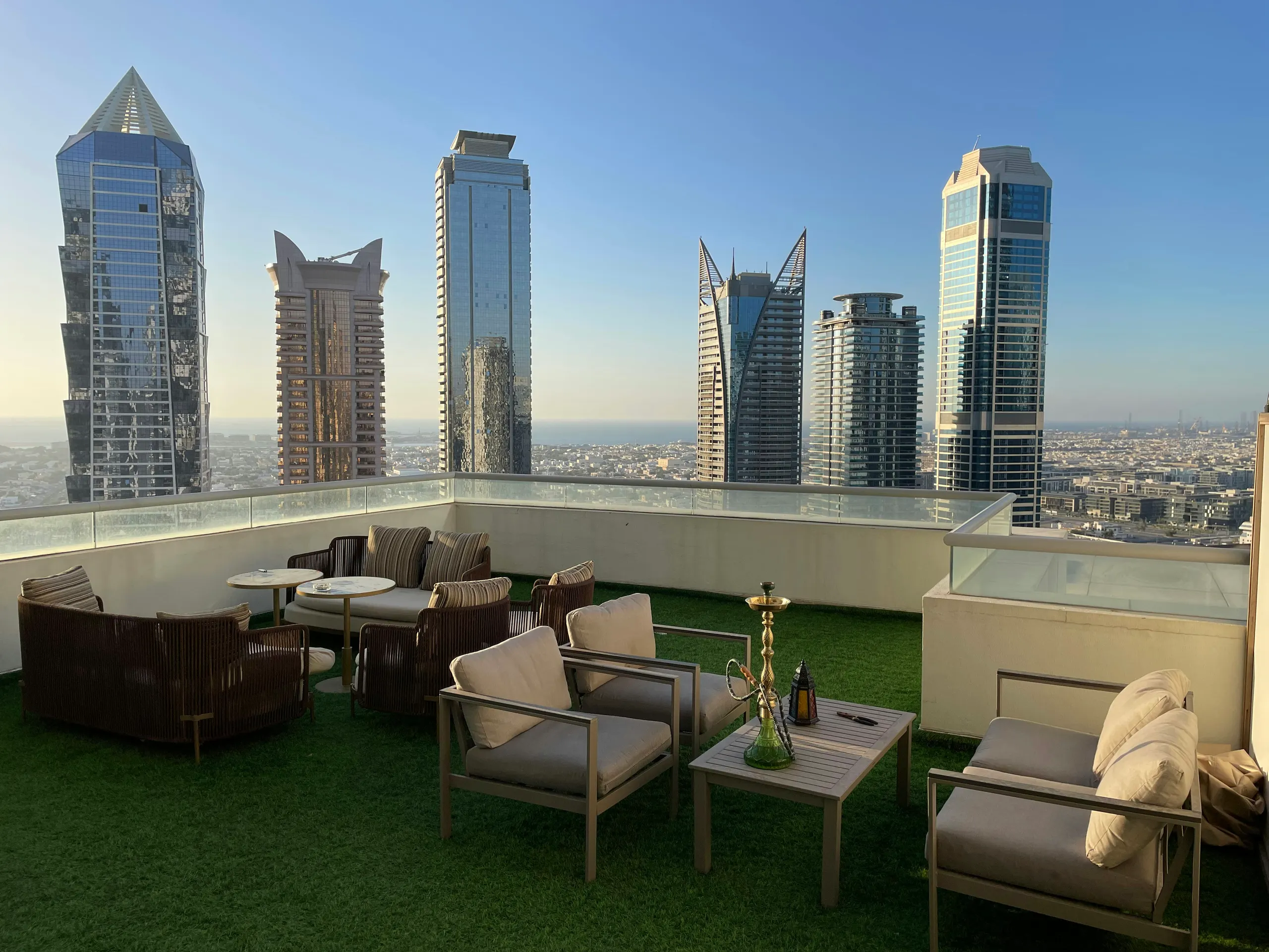 Balcony with a view of the city